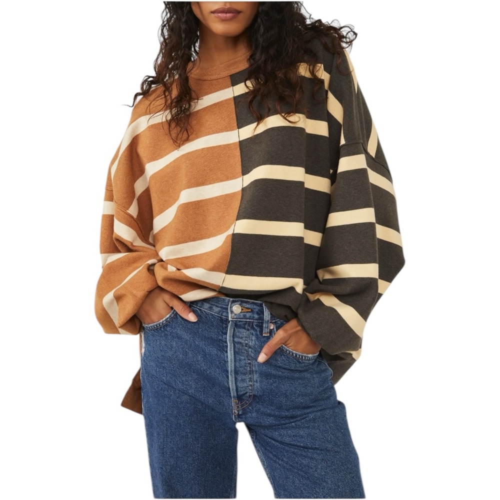 Free People Uptown Stripe Pullover Sweatshirt